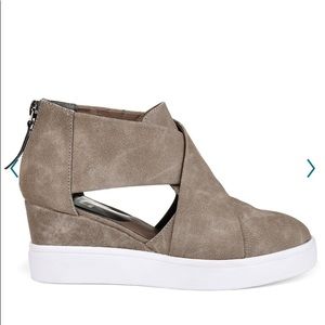 Journee Collection Seena Women’s D’Orsay Wedge Sneakers in Taupe